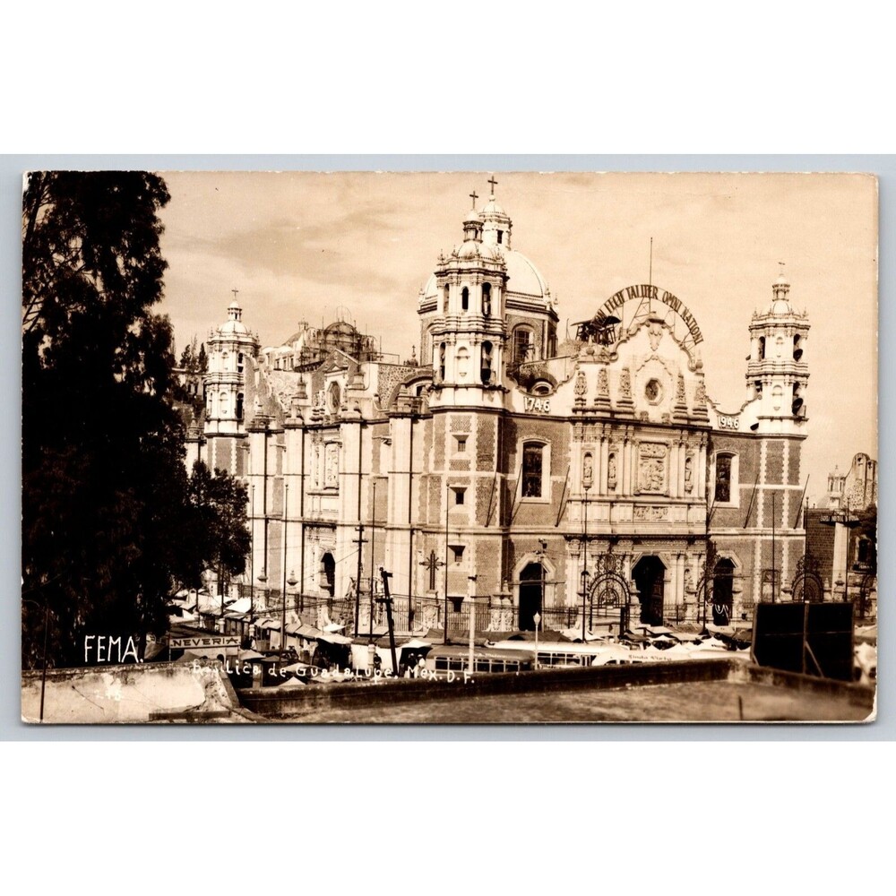 RPPC Mexico City Basilica de Guadalupe Postcard 1746-1946 FEMA Real Photo